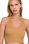 Ready Position Racerback Crop Tank Top in Dark Brush