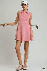 Match Point Quarter-Zip Dress in Pink