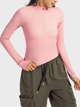 Mock Neck Half Zip Long Sleeve Sport Pickleball Top