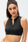 Full Size Cropped Cutout Back Zipper Front Active Pickleball Top