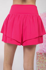 V-Shaped High Waist Layered Active Shorts