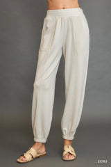 Pickle Path Seamed Jogger Pants in Ecru