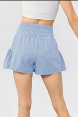 Elastic Waist Pocketed Active Pickleball Shorts