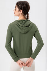 Drawstring Zip Up Hooded Active Outerwear Pickleball Top