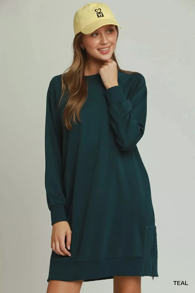 Dinkville Brunch Crochet Side Dress in Teal