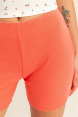 Rib Rally High Waist Biker Shorts in Coral