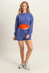 Warm-Up Crew Crop Sweatshirt in Dusty Indigo