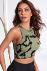 Tie-dye Cropped Round Neck Pickleball Tank Top