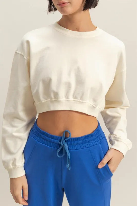 Warm-Up Crew Crop Sweatshirt in White