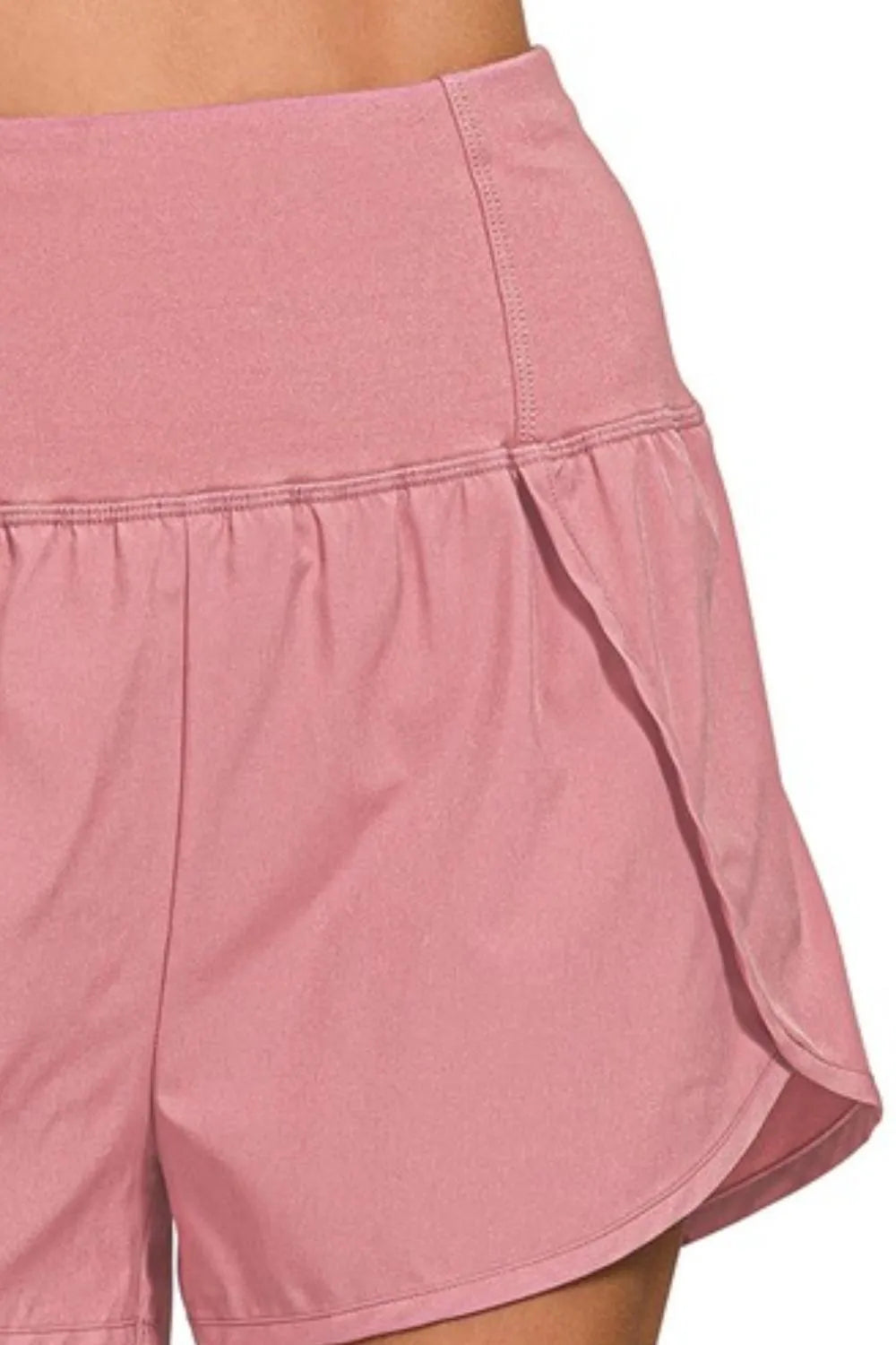 Zip & Rip High-Waist Running Shorts in Light Rose