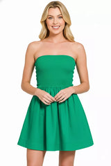 Courtside Tube Flare Mini Dress in Green