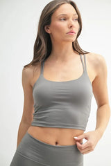 Crosscourt Crisscross Sports Bra in Pewter