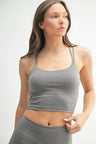Crosscourt Crisscross Sports Bra in Pewter