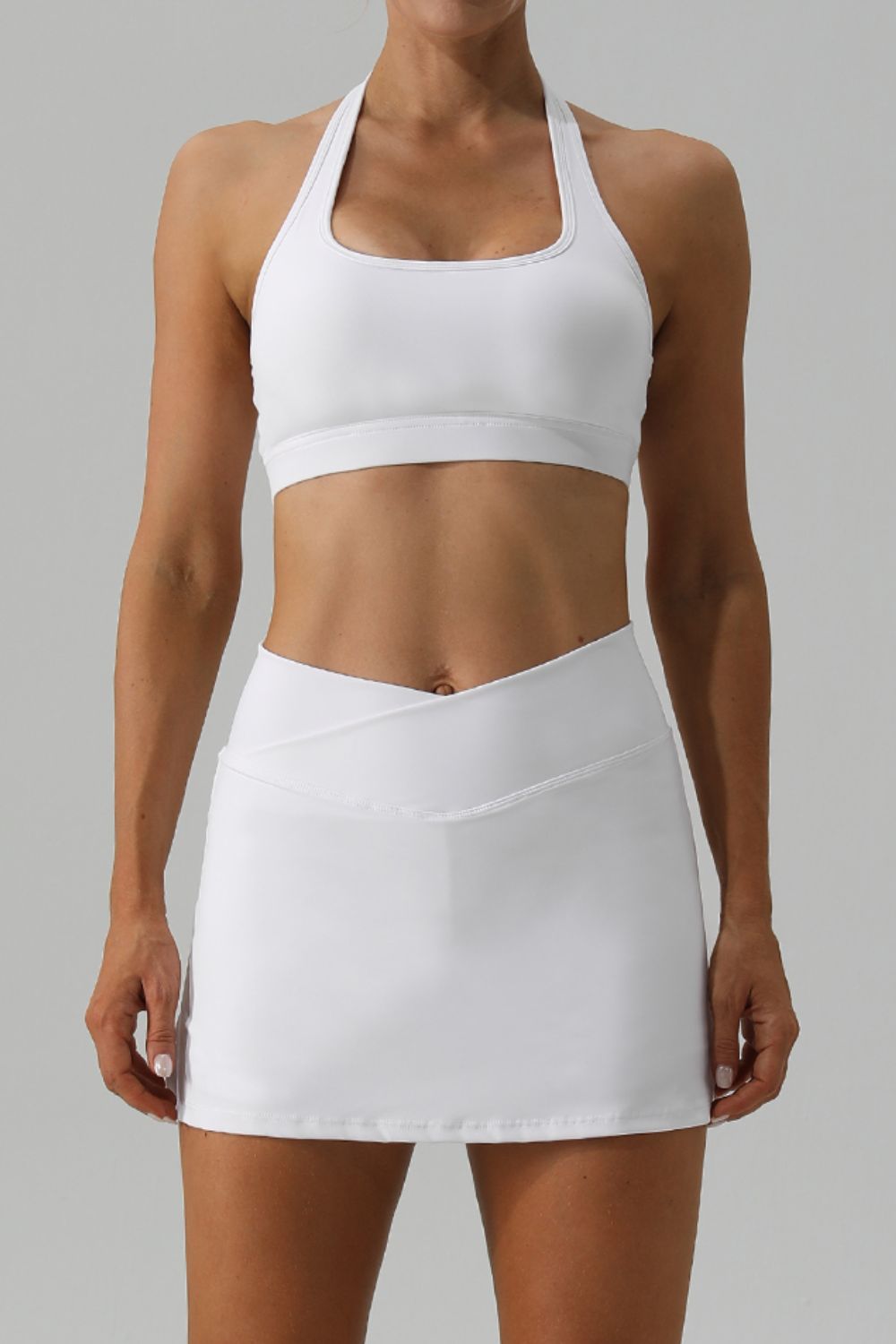 Pickleball Halter Neck Tank and Slit Skirt Active Pickleball Set