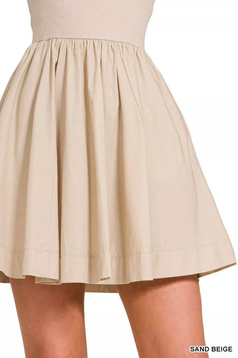 Courtside Tube Flare Mini Dress in Sand Beige