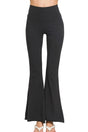 Retro Rally Raw Hem Flare Yoga Pants in Black