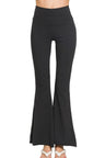 Retro Rally Raw Hem Flare Yoga Pants in Black