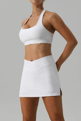 Pickleball Halter Neck Tank and Slit Skirt Active Pickleball Set