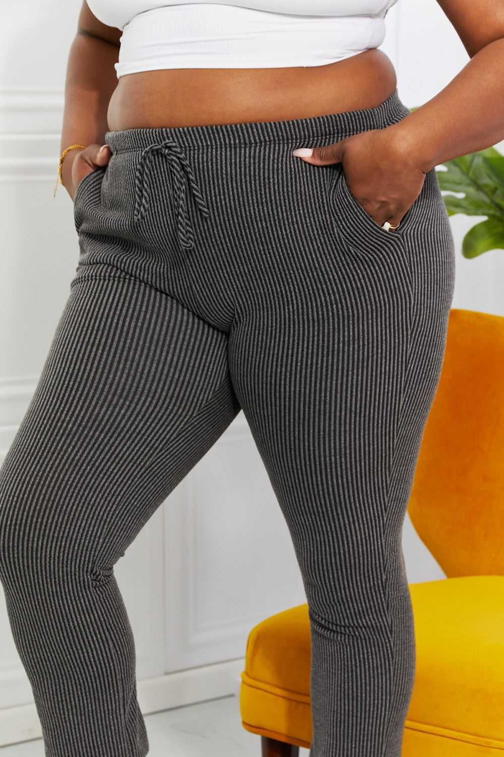 Dink & Chill Ribbed Joggers in Dark Gray