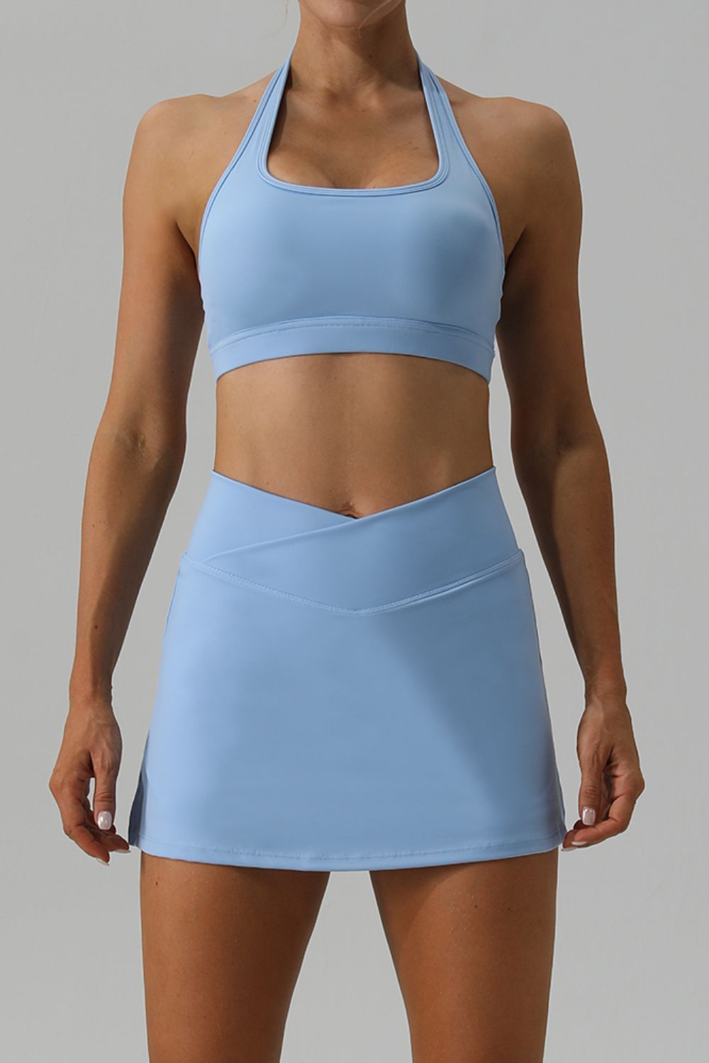 Pickleball Halter Neck Tank and Slit Skirt Active Pickleball Set